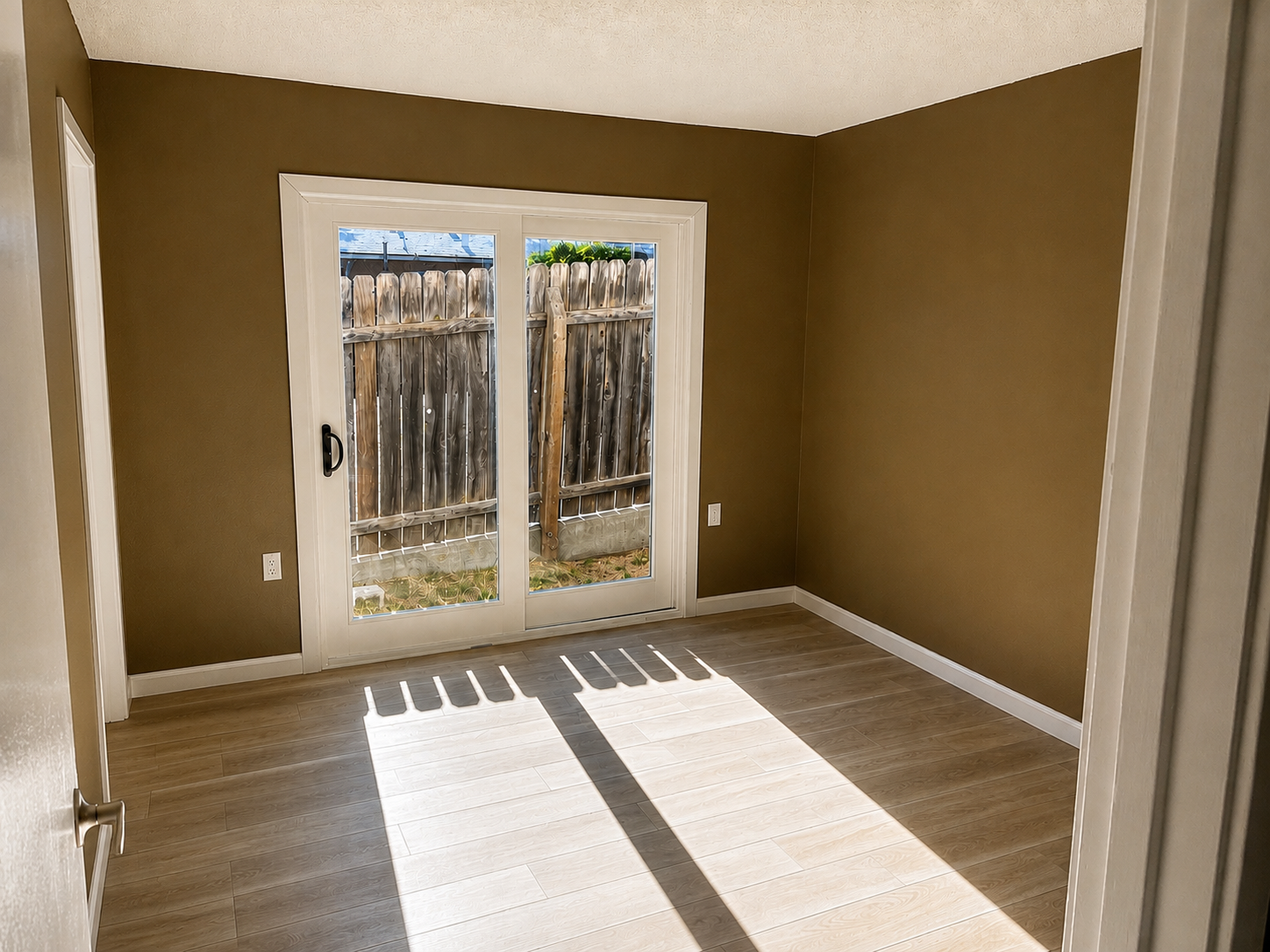 Living area with sliding door
